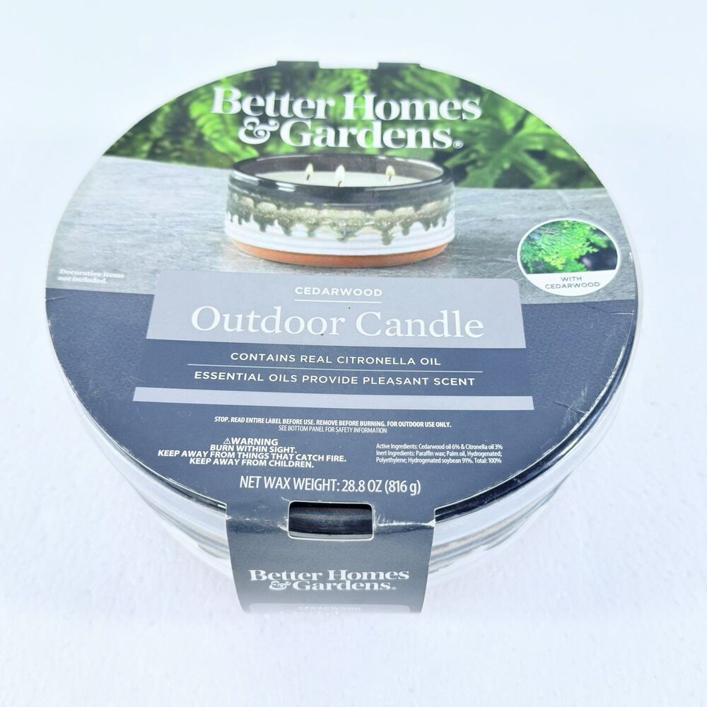 NEW Better Homes & Garden Cedarwood Citronella Outdoor Candle 28.8oz 3-Wick Huge